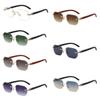 Wood-grain Glasses Temple Frameless Sunglasses Multicolor Men UV400 Eyewear  Unisex