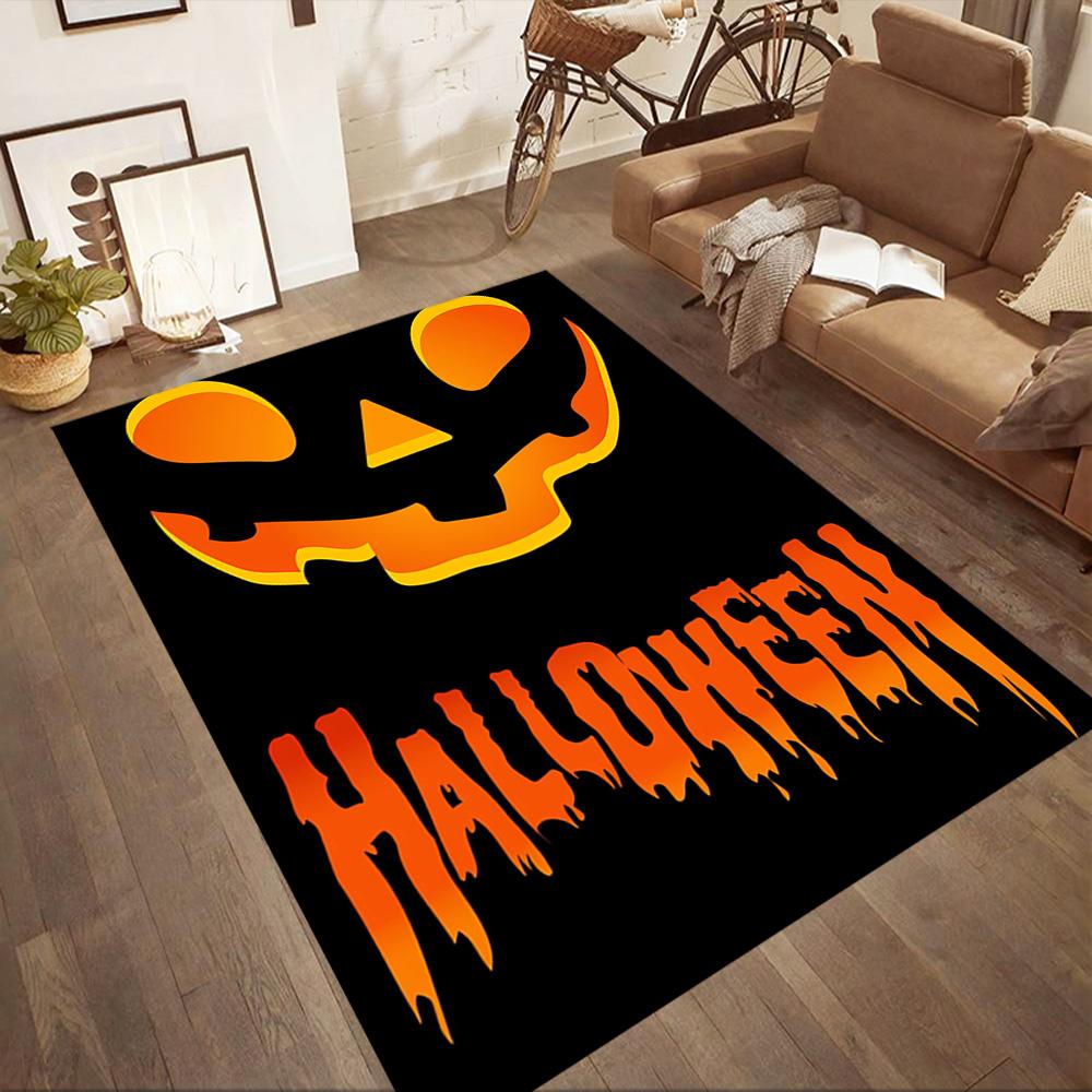 Halloween Pumpkin Faces Floor Mats for Living Room, Bedroom and Room Decoration Are Suitable for Gifts.