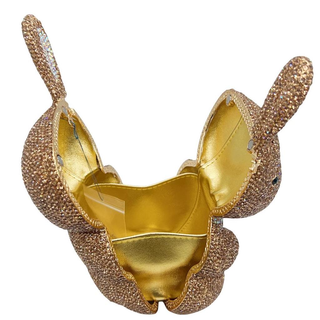 Rhinestone Rabbit Evening Clutch - Elegant Crystal Bag for Parties & Banquets