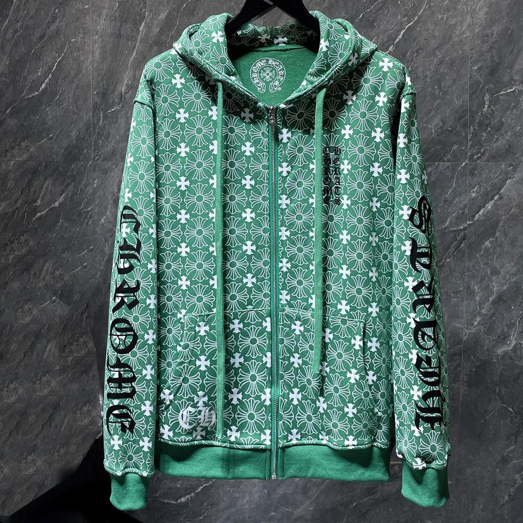 CHROME HEARTS Spring and Autumn Plus Size Horseshoe Dark Pattern Logo Zipper Hoodie Classic Style Logo Hoodie, Suitable for Couples to Wear