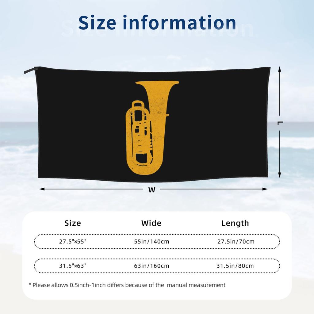 Tuba Beach Towel Soft Microfiber Quick Dry Absorbent Quick Towels For Swimming
