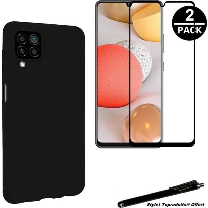 Coque de protection - toproduits® - galaxy a12 - souple - verre trempé - bords noirs