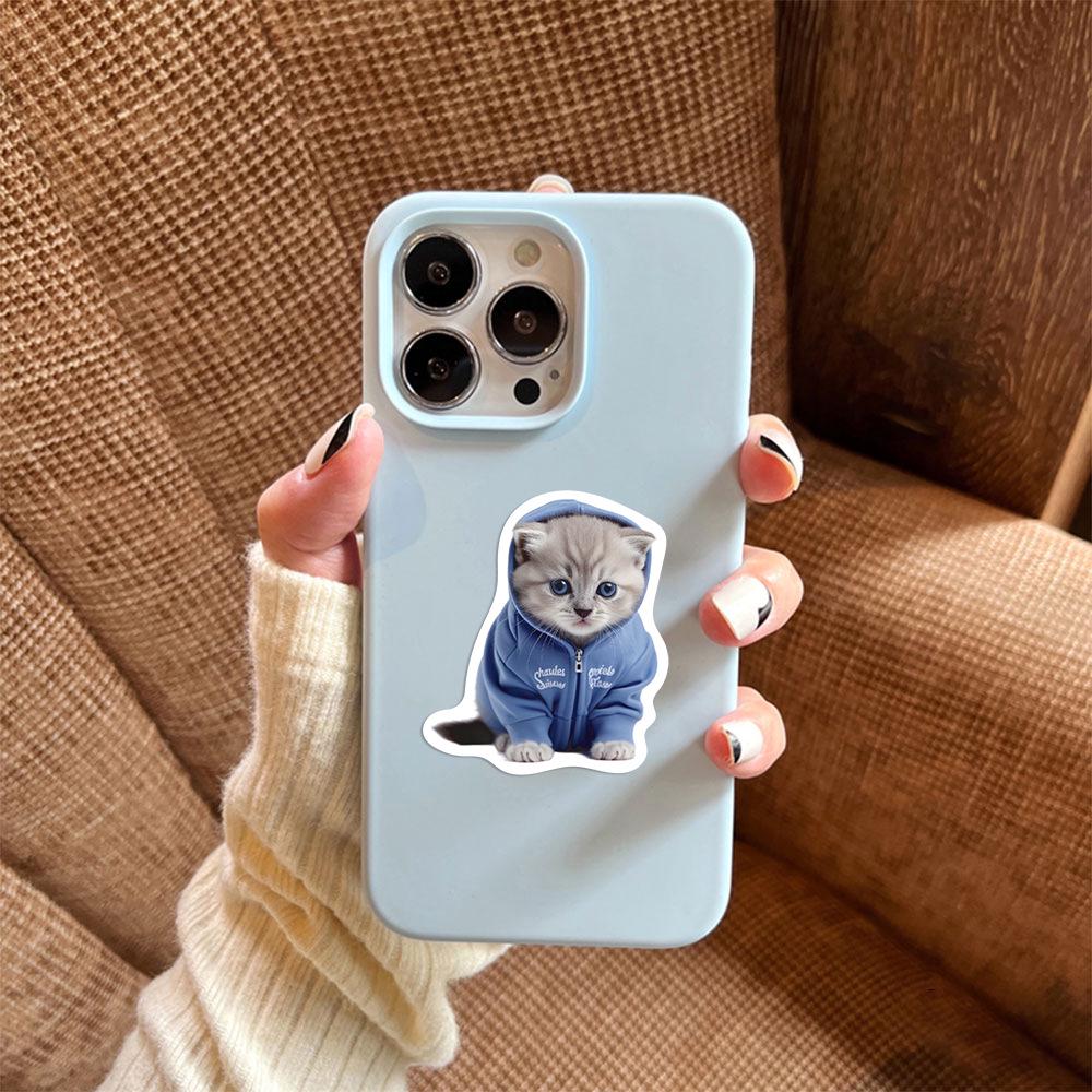 50 originálních vodotěsných kočičích samolepek pro DIY dekoraci: Kytara, Kufr, Notebook