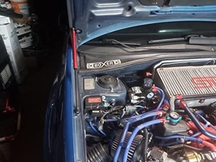 KUNSYOUKIM Bonnet Hood Damper Set Carbon for Subaru Impreza Series Generation Vehicle Modification Inspection Set (Red Fiber) GD/GG (2nd Sedan/Sport