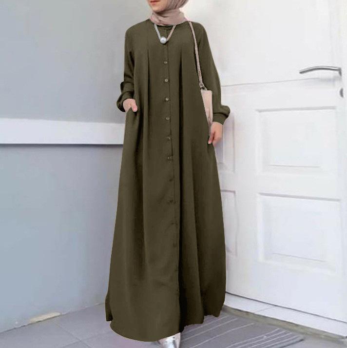 Langes Kleid für Damen in Übergröße, Frühling und Herbst, lockeres Temperament, lange Pendelkleider