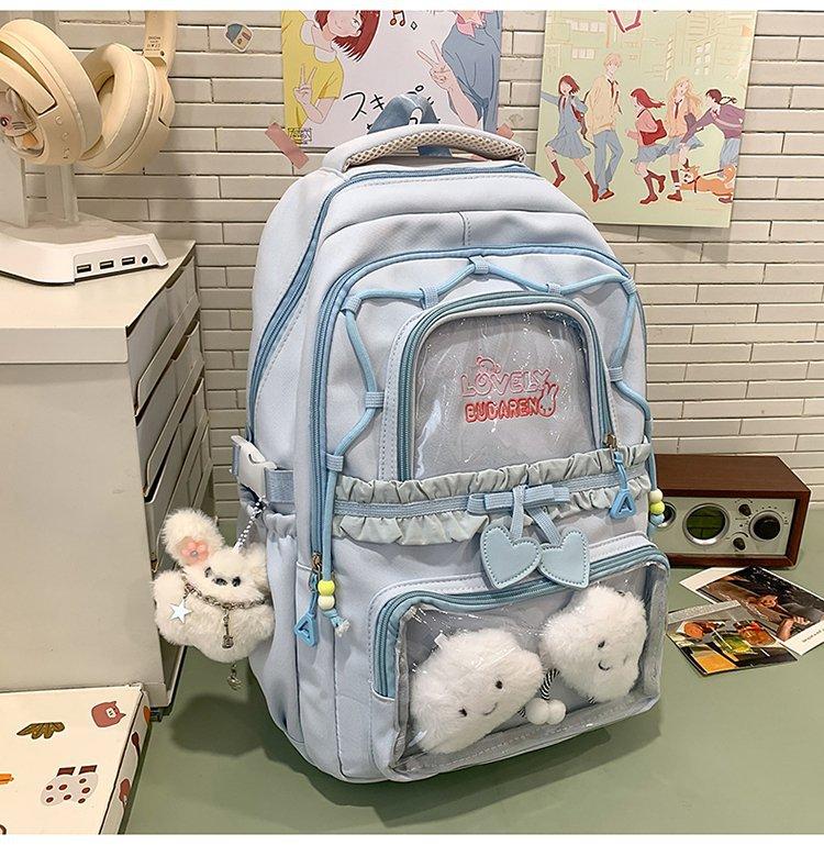 Schoolbag New Cute Female Ins High Value Dopamine Transparent Pain Bag Schoolbag Primary School Students Junior High School Students Backpack