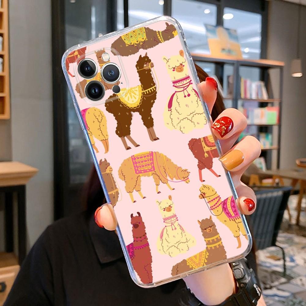 Cartoon Lama Phone Case For iPhone 15 14 11 12 13 Mini Pro XS Max Cover 6 7 8 Plus X XR SE 2020 Funda Shell