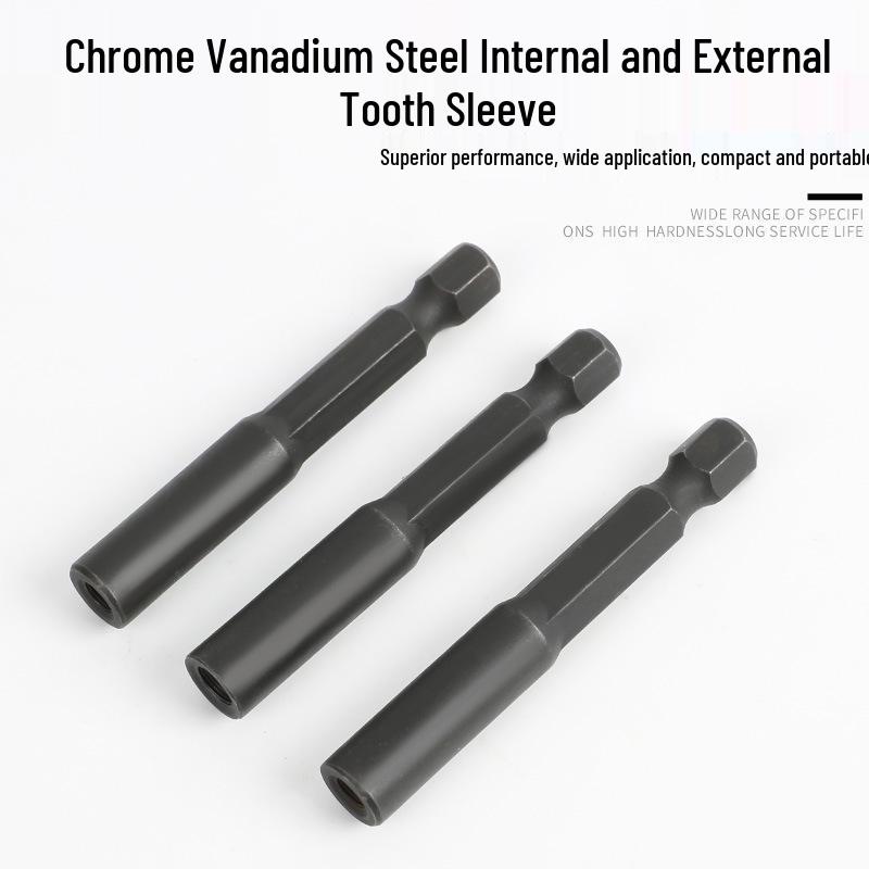 Dual-Head Tooth Screwdriver Bit with Hex Shank for External/Internal Thread Locking Nut/Self-Tapping Sleeve