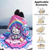 1pc Hello Kitty, Rainbow blanket Lightweight Flannel Throw for Sofa Bed Travel Camping Livingroom Office Couch Chair