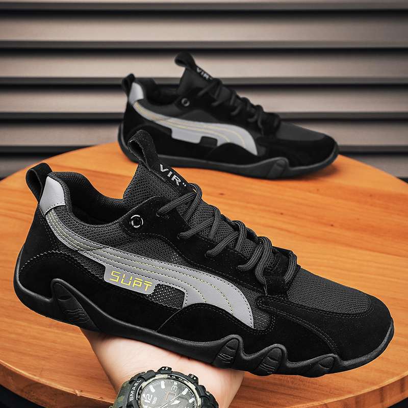 Men's shoes summer breathable 2025 new versatile mesh sports casual running heightening black dad ins trendy shoes