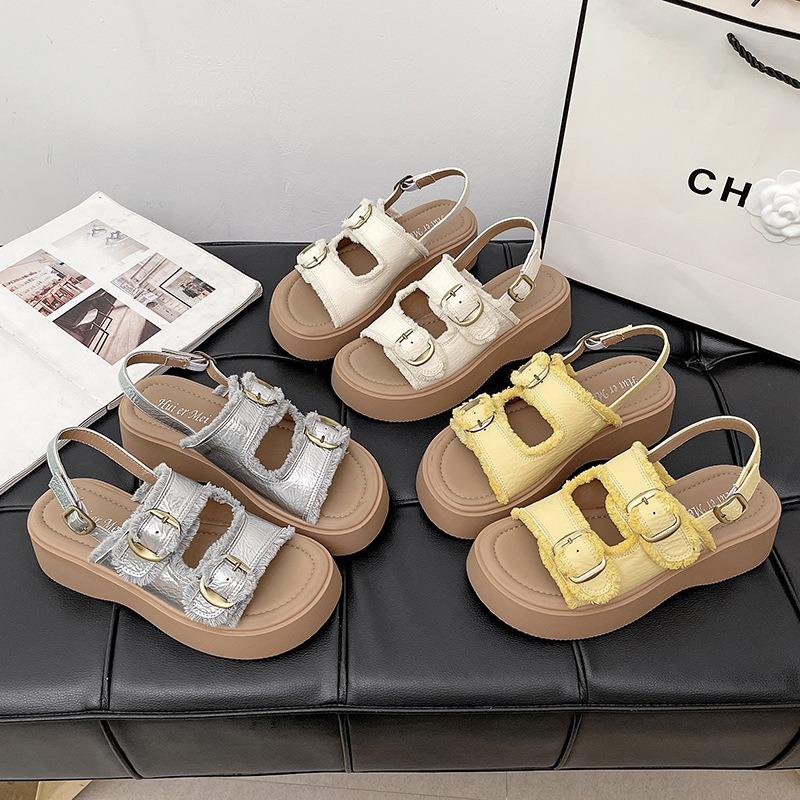 New sandals women's summer outer wear thick-soled heightening versatile fashionable flat non-slip open-toed women's shoes
