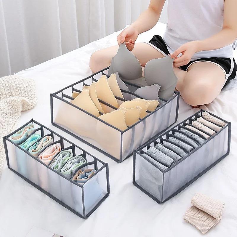 Kleiderorganizer Jeans Aufbewahrungsbox Organizerbox Kleiderschrank Kleideraufbewahrungsboxen mit Fächern Socken Unterwäsche BHs Aufbewahrung