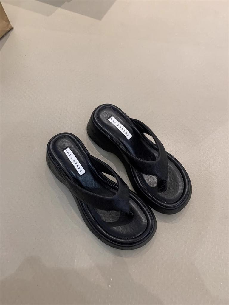 Sweet Leopard Print High-heeled Flip-flops 2025 New French Temperament Elegant with Skirt Toe Thick Bottom Cool Slippers