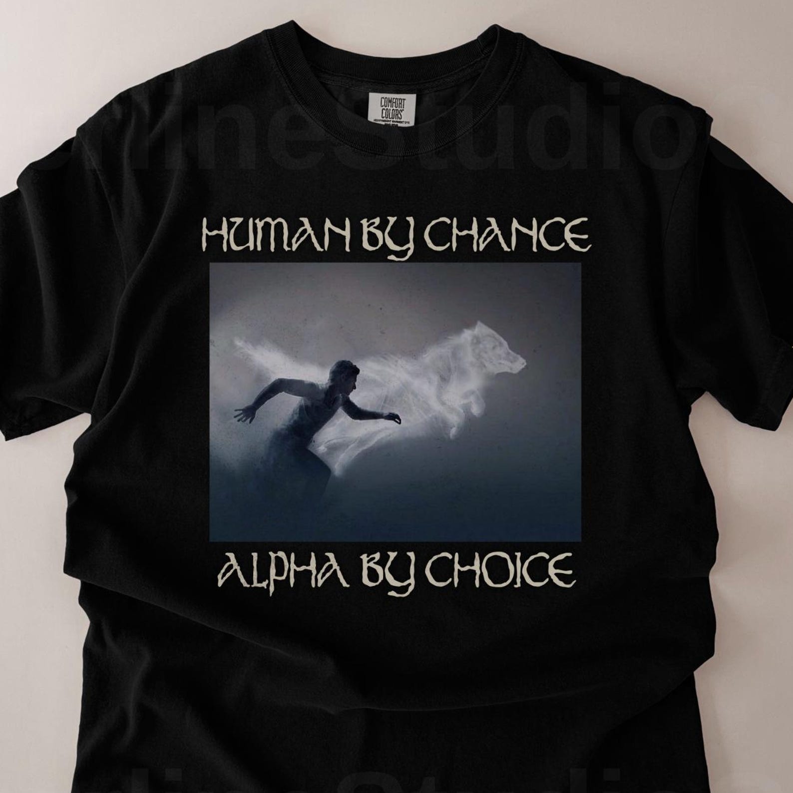 Human By Chance Alpha By Choice Wolf Shirt, Funny Meme Shirts, Mental Health Shirt, Wolves Vintage 90s Graphic, Unisex Wild Animal Tee S