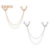 Men Lapel Pin Antler Decor Double Chains Anti-slip Dress-up Polished Suit Coat Collar Pin Coat Brooch Adult Clothes Hats Bags Jewelry