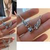 Vintage Inspired Heart Crown Wings Necklace With Crystal Accents For Womens Fashion