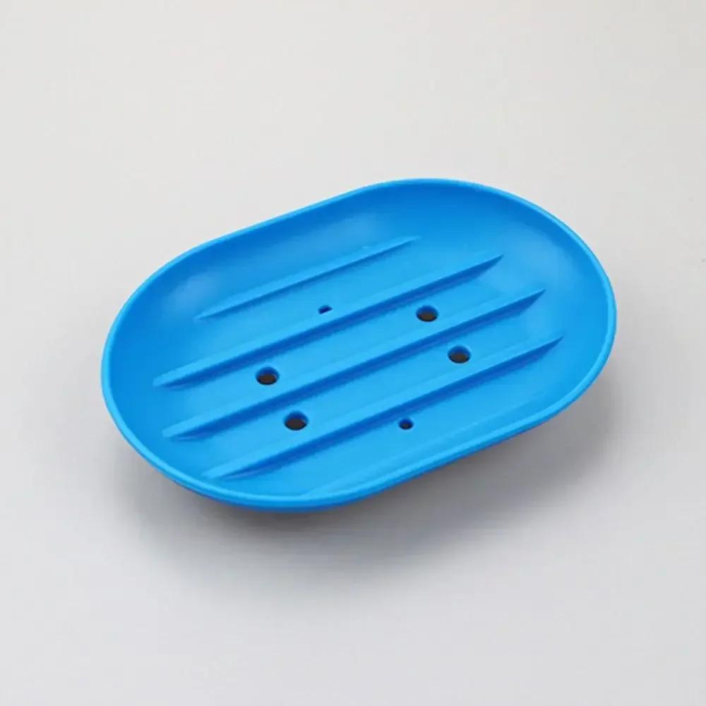 Anti-slip Silicone Soap Stand Draining Soap Box/dish Oval Silicone  Stand Bathroom Soap Box Without Perforation