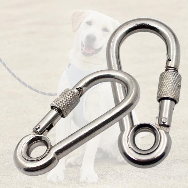 2 Pcs Locking Carabiner Screw Gate Buckle Heavy Duty Carabiner Stainless Steel Screw Lock Carabiner Hooks Durable