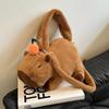 Adorable Plush Capybara Backpack Large Capacity Convertible Crossbody Shoulder Bag for Travel Daily Use
