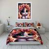 Cute Cat with Floral Crown Bedding Duvet Cover Set  (1*Duvet Cover 2*Pillowcases, Without Duvet Insert)