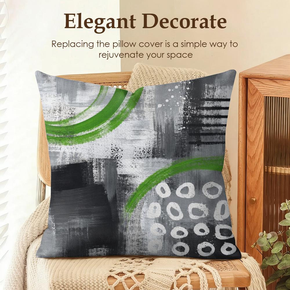Green Breakthrough Cushion Cover Natural Linen Organic Fabric DoubleSided Printing Sofa Home Decor Gift Pillow Case