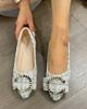 Fashion 2024 New Spring and Summer Pointed Toe Comfortable Casual Flat Shoes Metal Decoration Shallow Mouth Breathable Women's Shoes