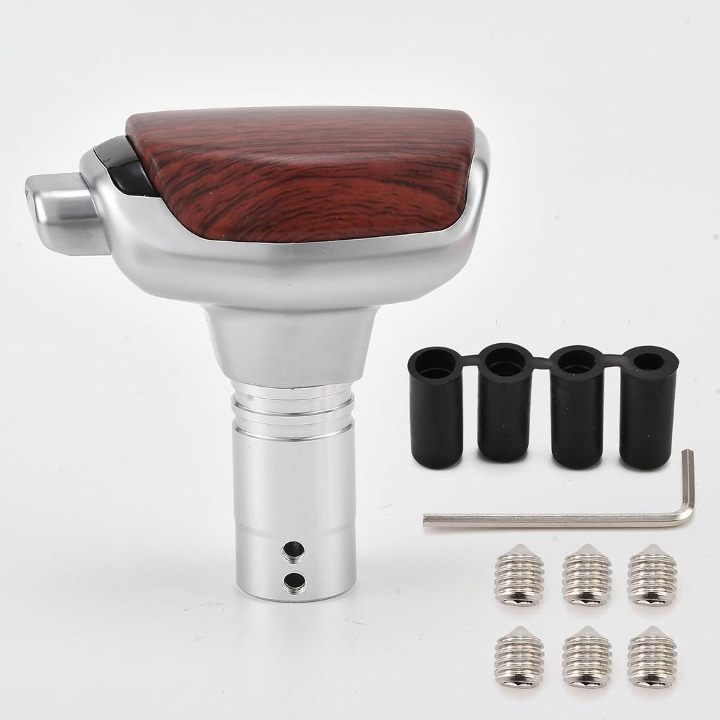 Automatic Gear Shift Knob Universal Auto Transmission Shifter Lever with Button Fit for Most Automatic Cars Truck SUV M8 M9 M10 M12, Wood Grain