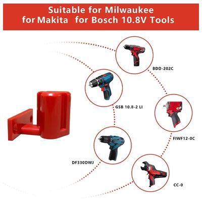 Batteriehalter Werkzeughalter für Makita für Milwaukee für Bosch 10,8V 12V, Wandmontierte Batterie-Werkzeug-Aufbewahrungshalterung Ausstellungsständer