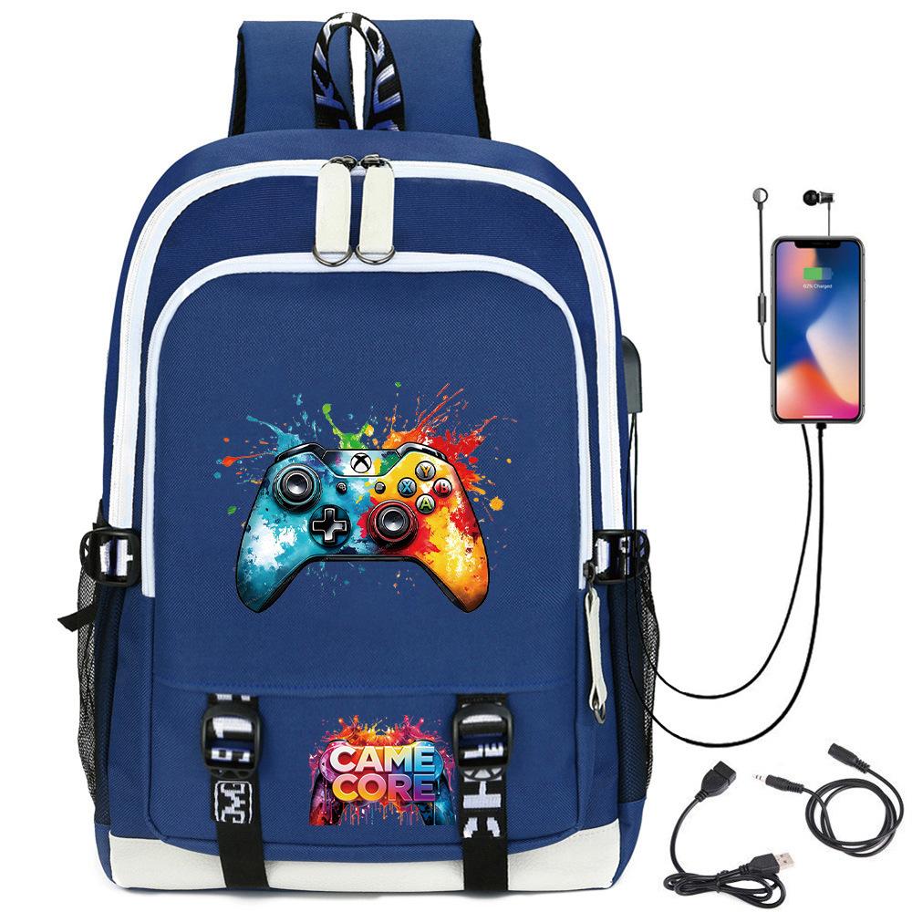 Digital Printing Gamepad Pattern Backpack Cartoon Elementary School Bag Large Capacity Usb Backpack