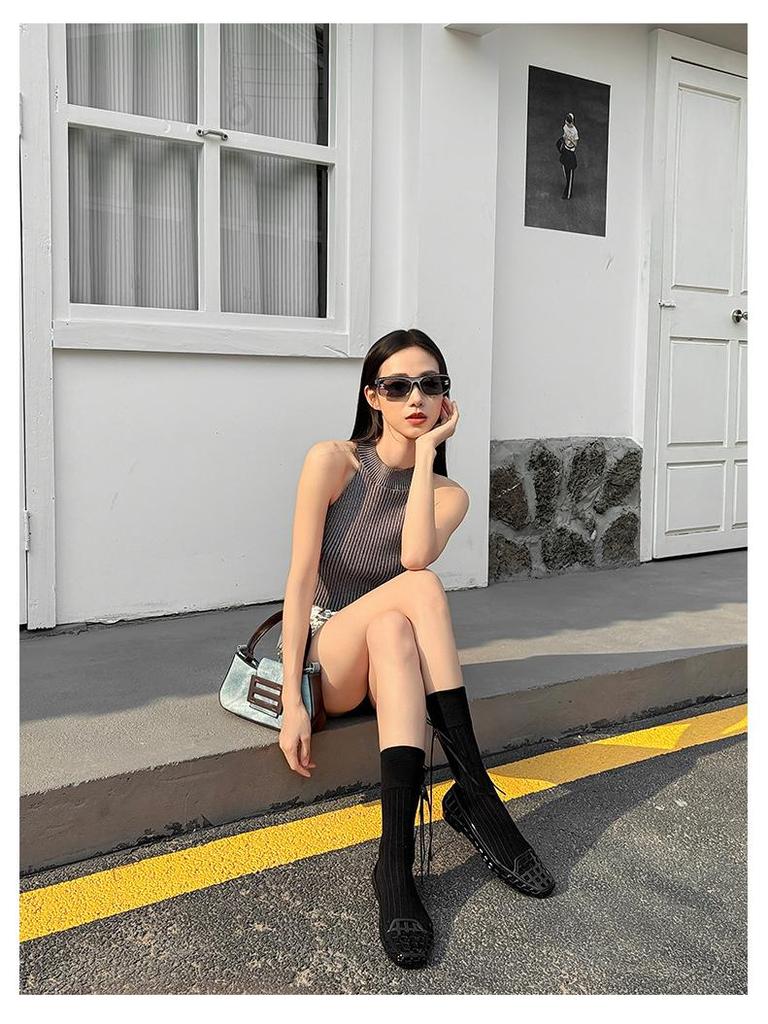 Korean Jelly Crystal Low-Cut Women's PVC Slides: 2025 Square Toe Casual Slippers