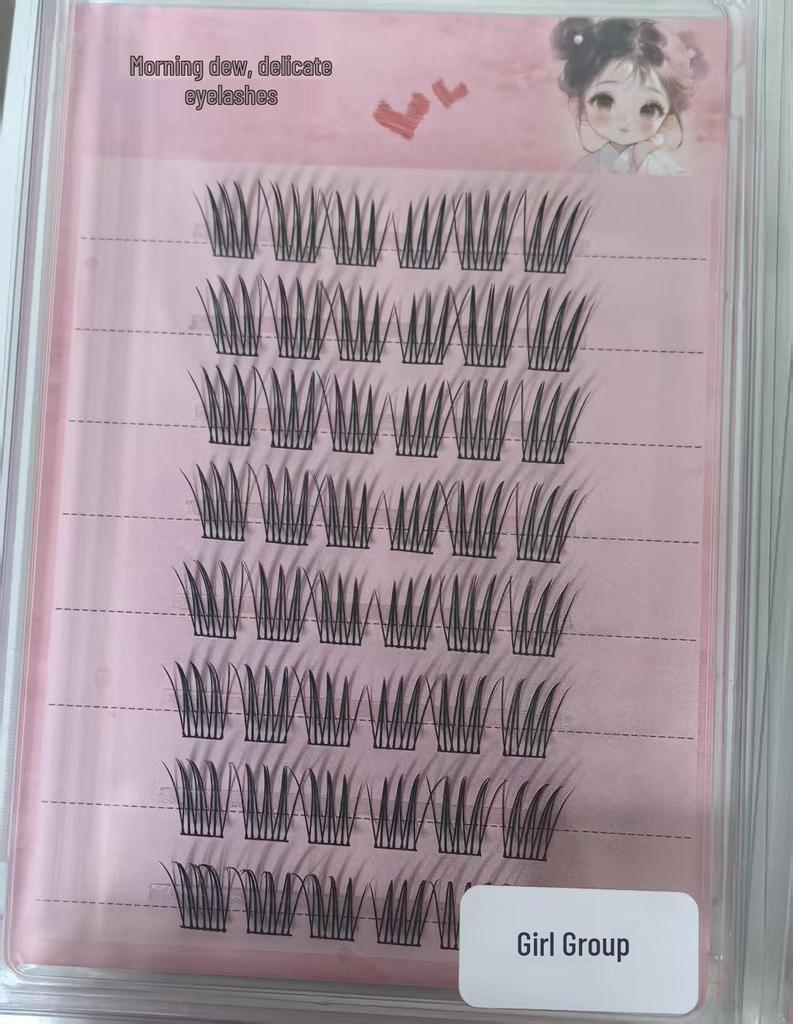 Self-Adhesive Glue-Free Fishtail Sunflower False Eyelashes - Natural Single Cluster Segmented Eyelashes for Beginners