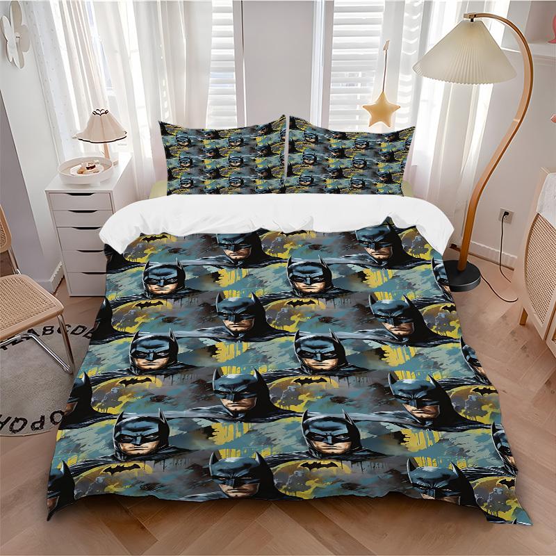

3pcs Batman Pattern Bedding Set, Soft Polyester Duvet Cover and Pillowcases Machine Washable Seasons all suitable & Guest Room Decor323 135x200cm