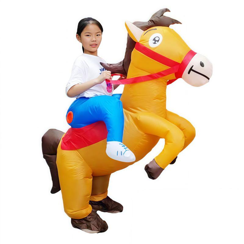 Disfraz Inflable de Caballo de Jazz con Silla de Montar Roja - Perfecto para Halloween y Actuaciones en Escenario