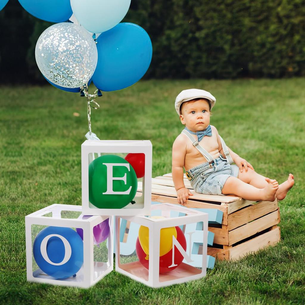 Scatola Palloncini Generica Set Lettere Compleanno Trasparente Una Scatola Palloncini Decorazione 1° Anno Palloncino Alfabeto Ricevimento Compleanno