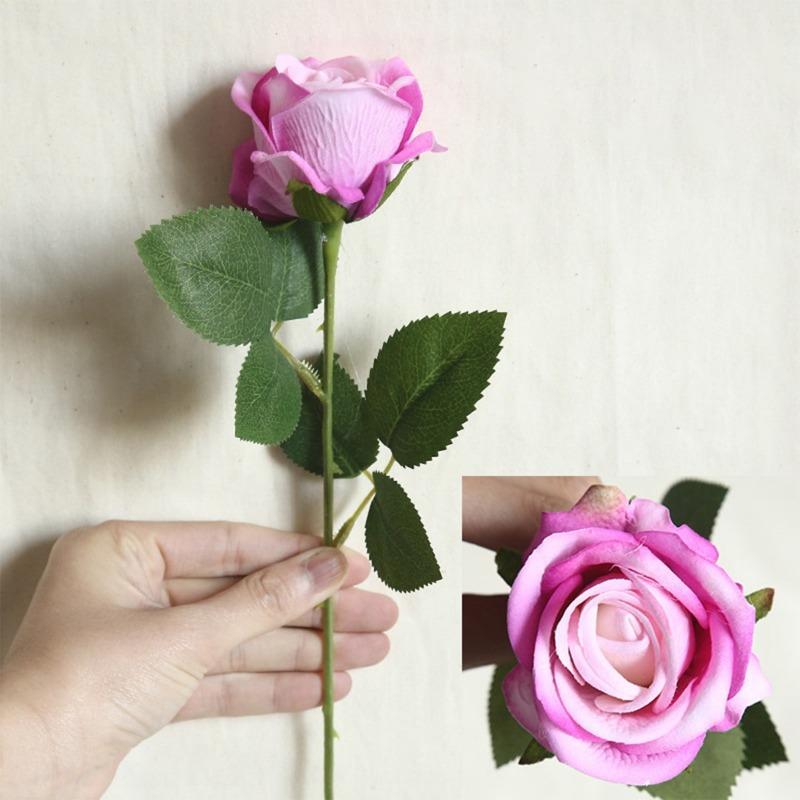 5 Pcs Artificial Flowers Silk Rose Long Stem Bouquet for Wedding Home Decoration Fake Flowers DIY Wreath Supplies Accessories