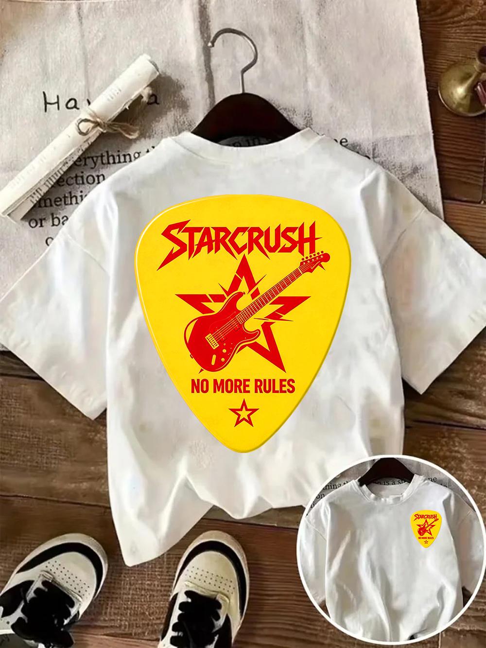Vintage Yellow Guitar Pick Graphic Tee Rock Music Lover TShirt Electric Guitar Print Shirt Retro Punk Style Top Women Clothing S