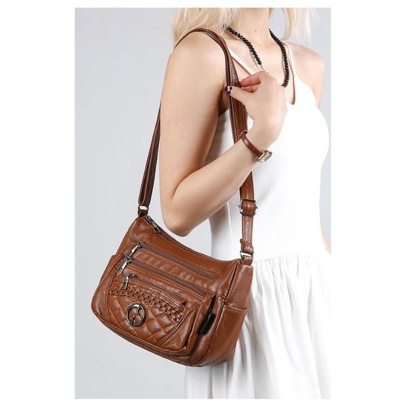 Soft Leather Multi Compartment Single Shoulder Crossbody Bag