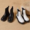Fashion Ankle Boots for Women New Spring Autumn Thick Bottom Women's White Black Boots Casual Pu Leather Slip on Chelsea Short Botas