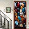 1Pcs Pebble Scenery Porch Vinyl Door Sticker For Bedroom Home Decor Self Adhesive Removable Wall Decal Door Renovation Waterproof Poster