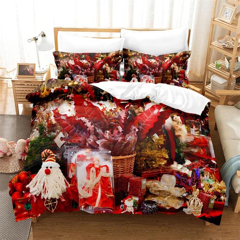 Santa Claus Bedding Set Duvet Cover New Year Gift Quilt Cover Boys Girls Bed Set Christmas Decorations House Bedding Set