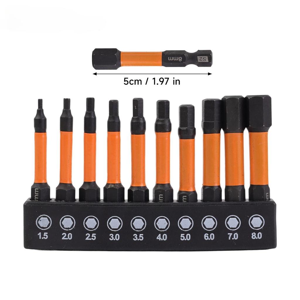 S2 Steel Screwdriver Hex Head Bits Metric Magnetic Allen Wrench Drill Bit Set with Holder Power Tools Impact Driver Bits 25/50mm