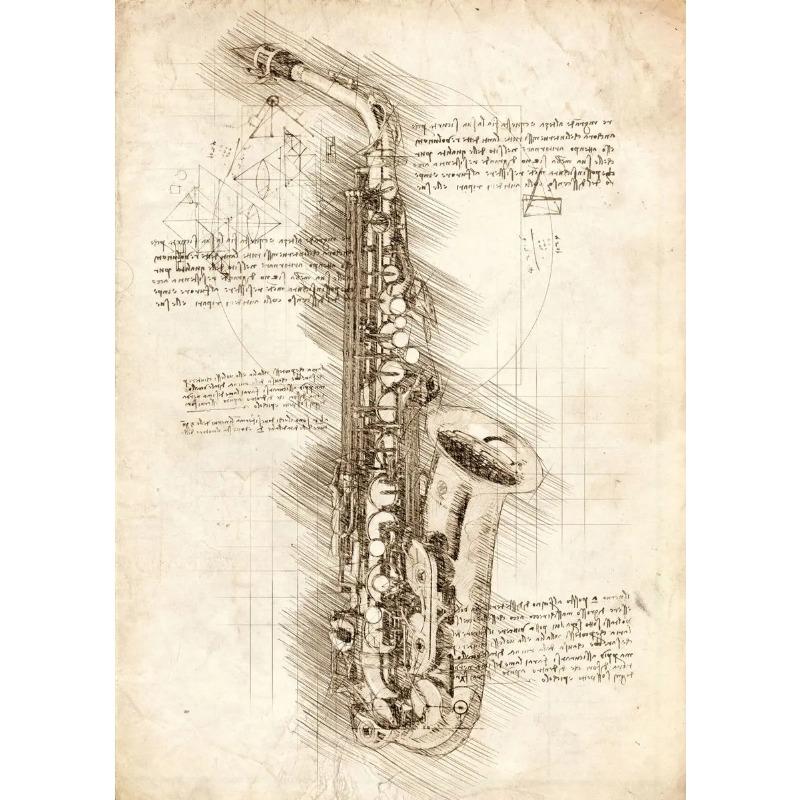 Retro Kunst Von Da Vinci Inspirierte Skizzen Poster Gitarre Vitruvianischer Mann Taschenuhr Spielekonsole Leinwandmalerei Bilder Heimdekor