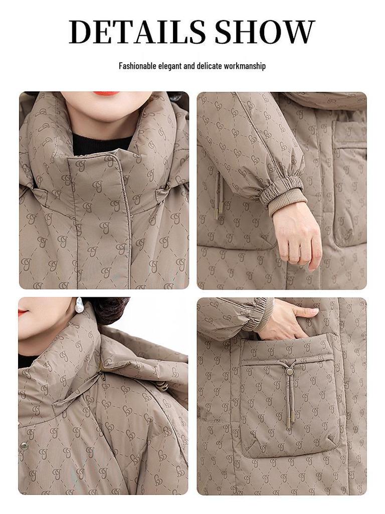 Women's Winter Down Jacket - 90% White Duck Down, Thickened Warm Coat for Middle-Aged and Elderly.