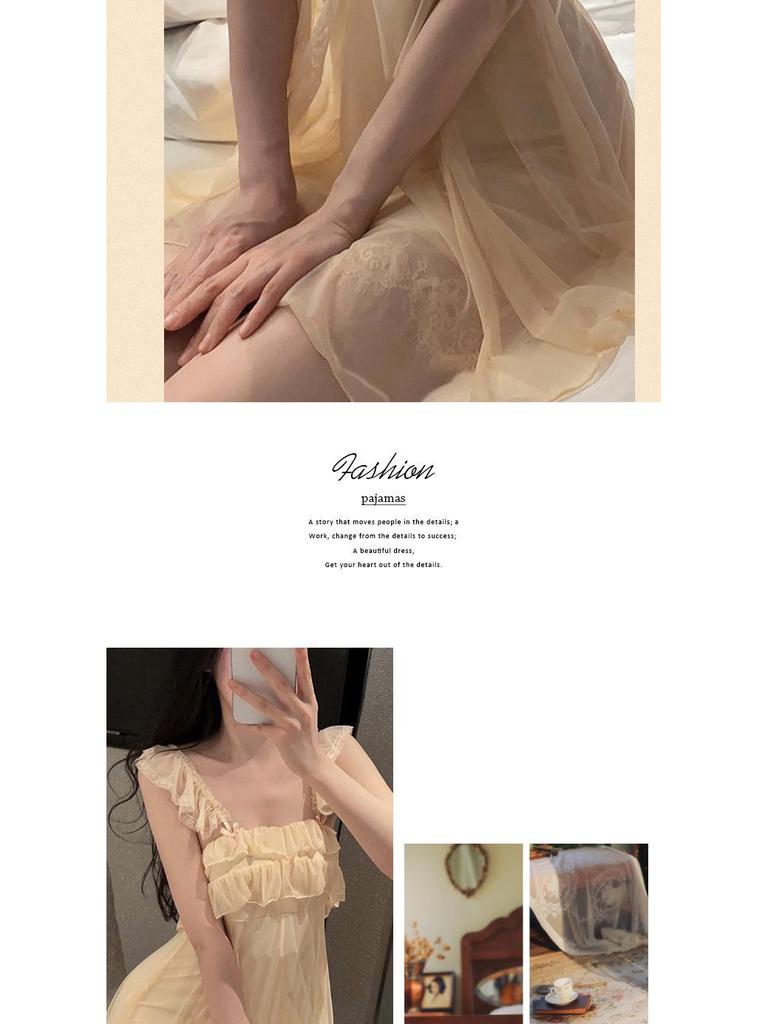 Jarní/Letní Sexy Sladká Noční košilka na jedno rameno - Čistá Touha Špagetová sukně Pyžamo, Princeznovský styl