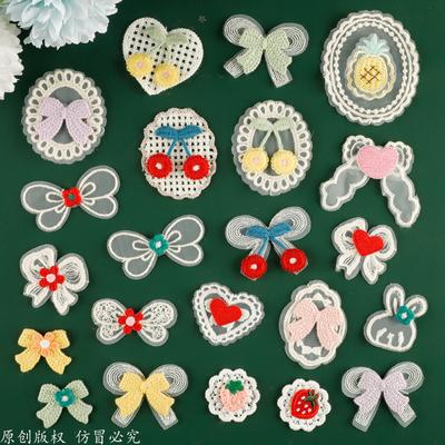 Original Embroidery Label Hair Accessories Accessories Cherry Lace Embroidery Sticker Diy Patch Clothing Accessories Cloth Label Cloth Sticker