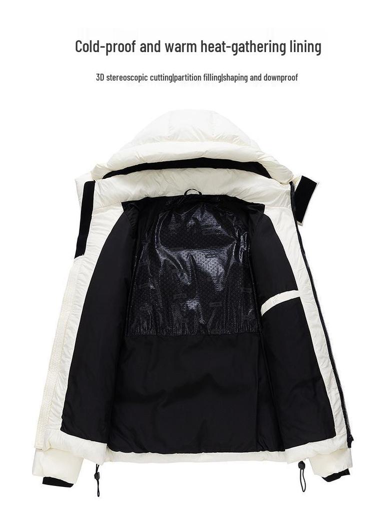 Men's Winter Thickened White Duck Down Jacket - Youth Warm Trendy Hooded Puffer Outerwear