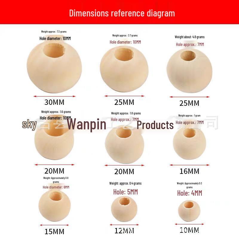 Natural Beech Wood Beads: 8-50mm Large Hole Round Beads for DIY Jewelry Making
