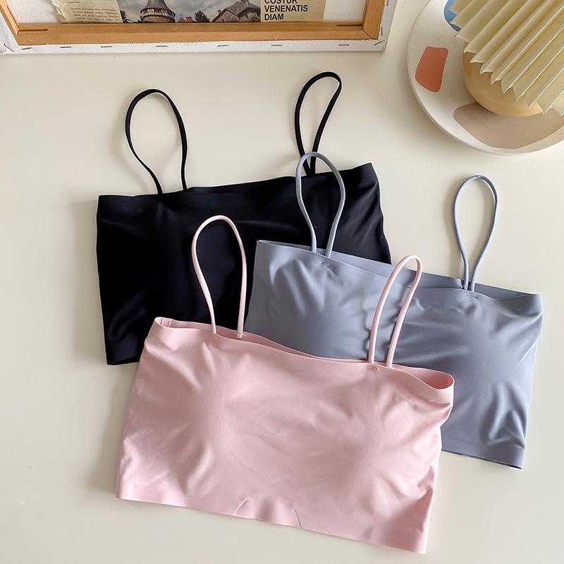 Nahtloser Damen-BH mit schönem Rücken Eis-Seide Einreihiges Camisole Tube Top Mädchen Schülerin Entwicklungsphase Weste Unterwäsche