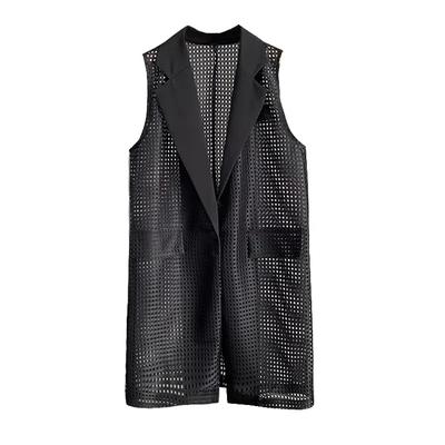Summer New Korean Style Hollow Suit Vest Cardigan Thin Mid-length Loose for Women