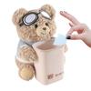 Cute Bear Tissue Holder Trash Can 2-in-1 Car Trash Can & Tissue Box Soft Plush Car Tissue Box Cute and Creative Car Armrest Box